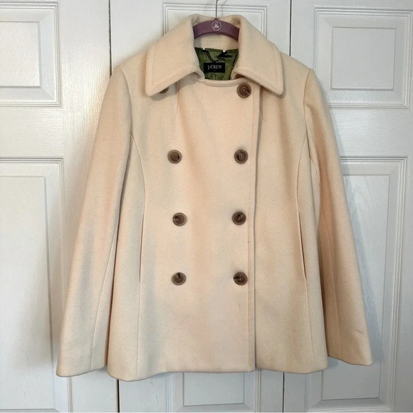 J. Crew Wool Pea Coat Ivory XS - Picture 1 of 12